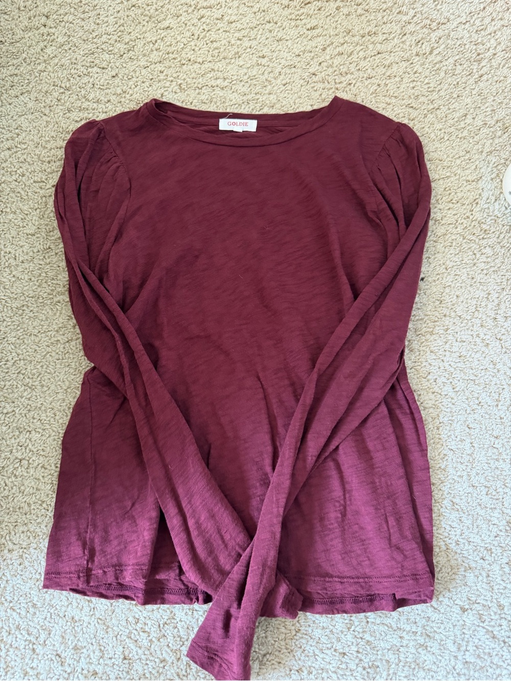 Goldie Long-Sleeve Crewneck Top in Wine